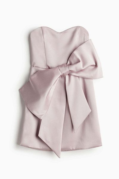 H&M Bow-front satin bandeau dress