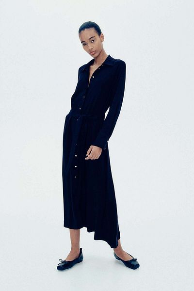 H&M Tie-belt viscose shirt dress