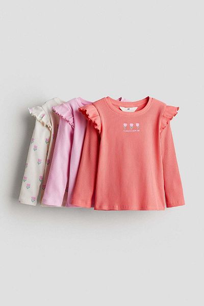 H&M 3-pack frill-trimmed jersey tops