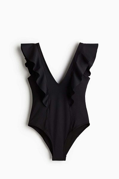 H&M Flounce-trimmed padded-cup swimsuit