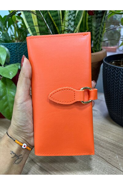 ESNEVA Помаранчевий колір Золота петля Деталізована блискавка Багатосекційний жіночий гаманець Аксесуари
