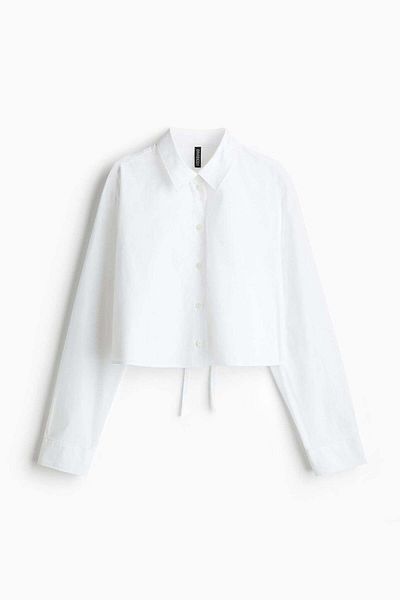 H&M Cropped tie-detail shirt