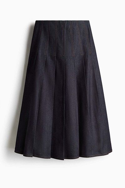 H&M تنورة جينز مطوية