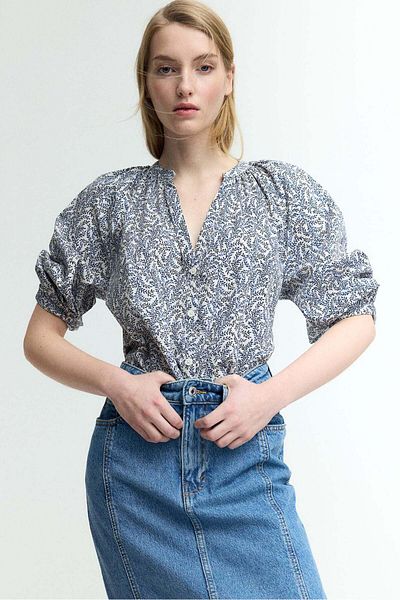 H&M Balloon-sleeved poplin blouse