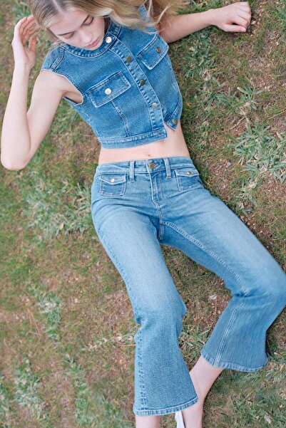 H&M بنطال جينز واسع الساق حتى الكاحل