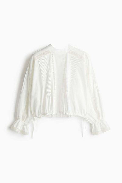 H&M Lace-inset cotton blouse