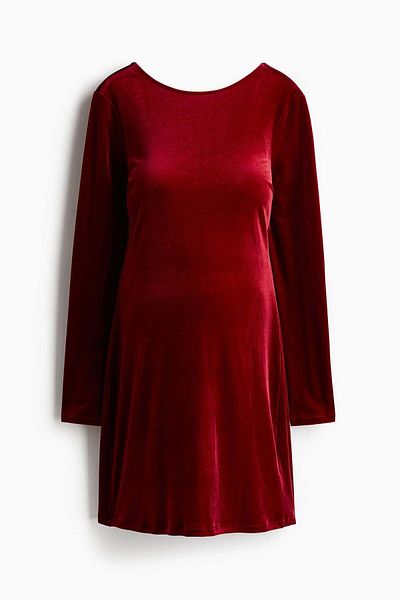 H&M MAMA Deep-back velour dress