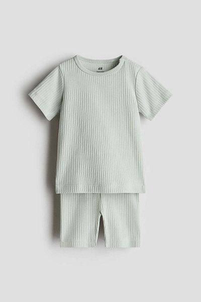 H&M طقم مكون من قطعتين من القطن المضلع