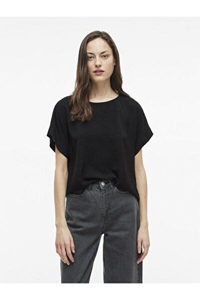 VILA Oberteil mit kurzen Ärmeln Rundhals