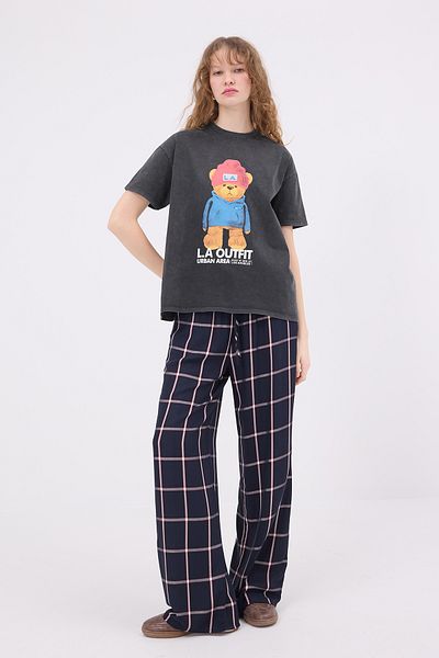 Addax Crew Neck Teddy Bear Printed T-Shirt P10386