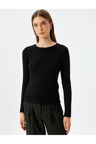 Koton X Zeynep Cushion - Long Sleeve Crew Neck Textured Blouse