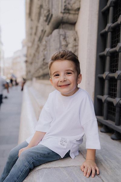 BABYBEK Tricou alb oversize unisex pentru copii