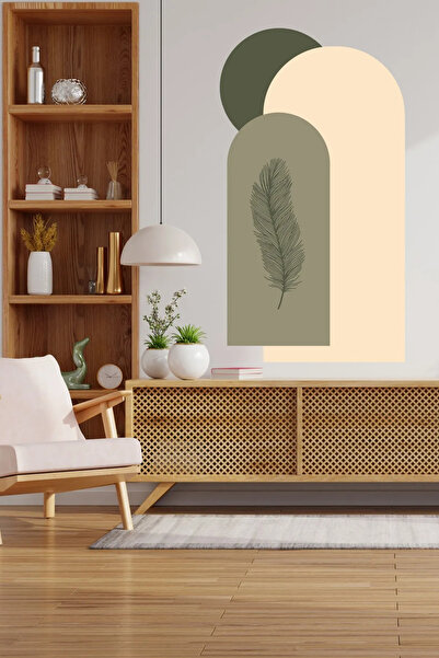 Atalya Reklam ve Tasarım ملصق حائط بوهيمي فاخر - 3 ألوان، ريش طائر، طباعة بال...