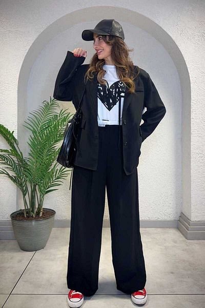 Clothing palette Crepe Pants with Double Waist Label Accessories
