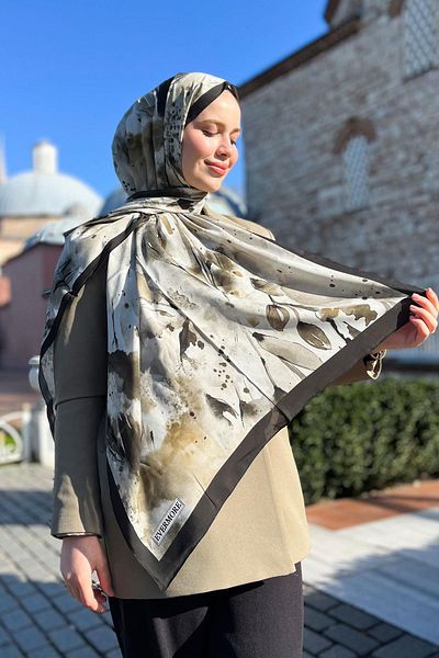 EVERMORE Fresh Shawl - Μοτίβο Μάρμαρο - Em061-14 - Μαύρο, Γκρι