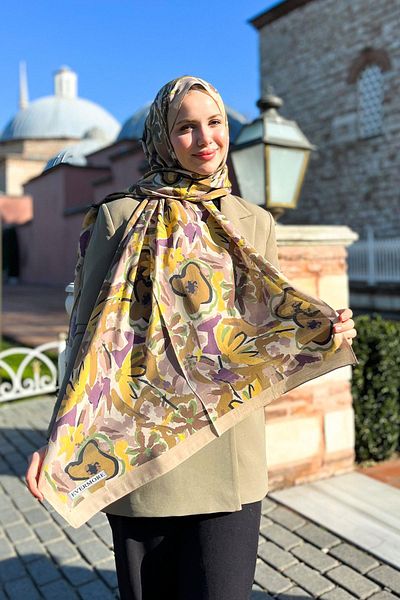 EVERMORE Σάλι Violeta Patterned Elegance - Καφέ και Μωβ Χρώματα - EM004-17