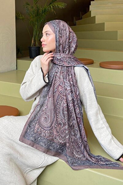 lamelif.com Soft Retro Patterned Shawl - Milk Coffee
