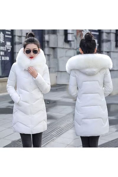 Toridas Winter Furry Hooded Women's Puffer Jacket