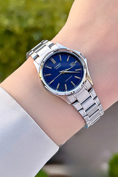 Casio Women's Wristwatch with Navy Blue Cord and Silver Color