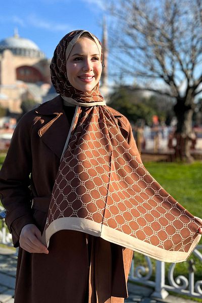 EVERMORE Μοτίβο τριφυλλιού Fresh Shawl Χρώμα καφέ Em060-03