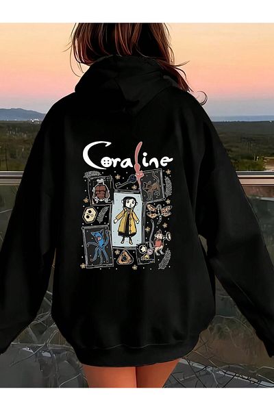 MODARİCH Coraline Winter Sweatshirt - Black Oversize Hoodie
