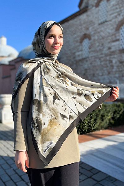 EVERMORE Fresh Shawl - Μοτίβο Μάρμαρο - Em061-14 - Μαύρο, Γκρι