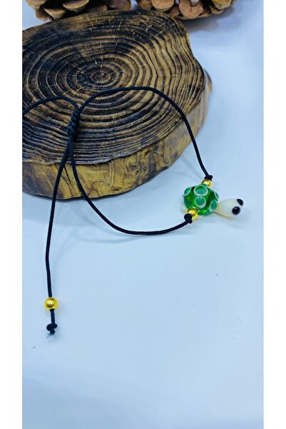 Porsuk Alternatif Handmade Glass Turtle Figure Women's Rope Bracelet