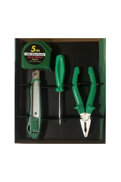 Genel Markalar Elta Hobby Set 4 Parça Opak Pense 160mm Maket Bıçağı Şerit Metre Tornavida