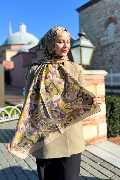 EVERMORE Σάλι Violeta Patterned Elegance - Καφέ και Μωβ Χρώματα - EM004-17