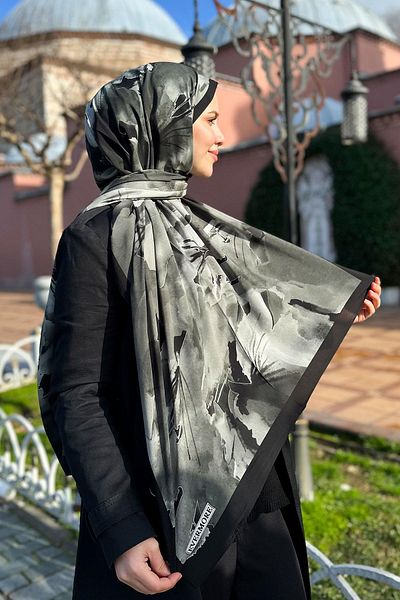 EVERMORE Fresh Şal - Hayal Desen - EM002-14 - Μαύρο, Γκρι