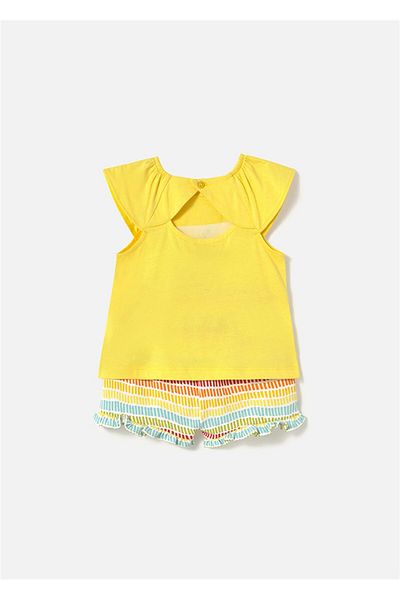 MAYORAL Yellow Baby Girl Printed T-Shirt and Shorts Set - 1233