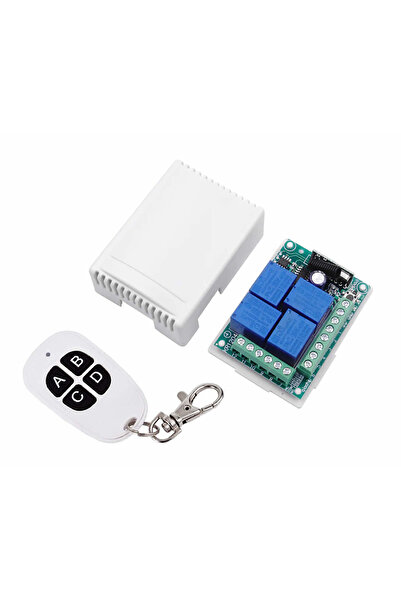 ROBİZ 433MHz RF 4 Kanal Röle Modül DC 12V 4 Buton Kumanda  Kablosuz Motor Pompa Fan Lamba Perde Akıllı Ev