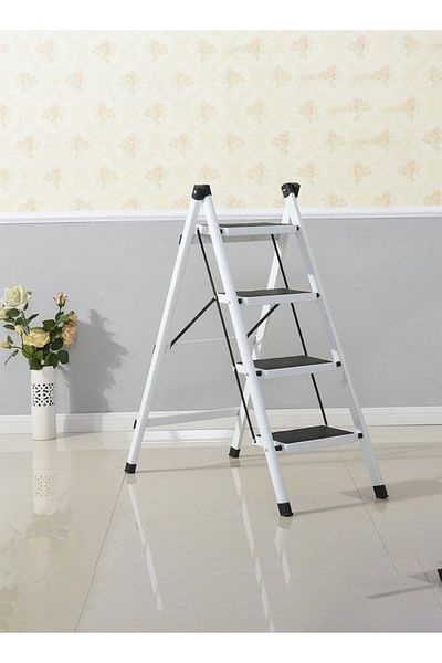 Cady One Portable folding 4 step ladder with extra wide anti-slip heavy duty steel pedal