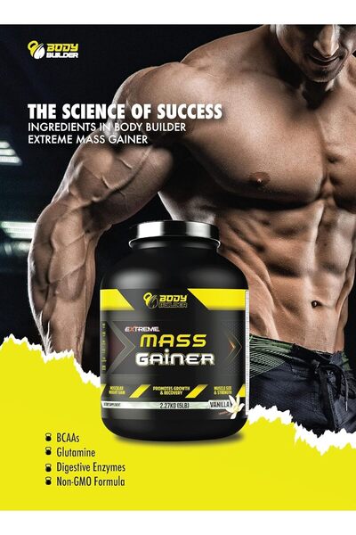 Body Builder Extreme Mass Gainer, Vanilla, 5 Lb, Ultimate Mass Gainer, Digestive Enzymes, CFM Technology