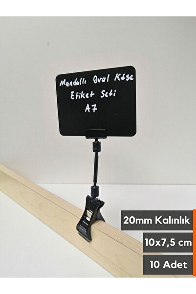 Şeffaf Etiket A7 Ovalna crna etiketa i set držača zatvarača - debljina 20 mm,...