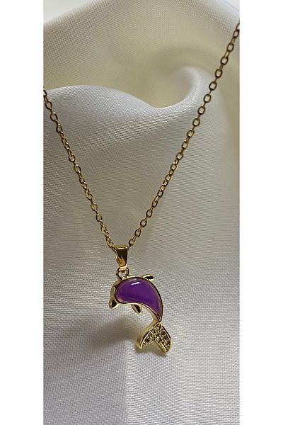 nss sky rock Zircon Stone Dolphin Tarnish Stainless Steel Necklace
