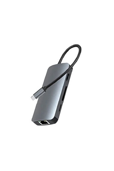 Techmaster Type-c 8in1 4k Hdmi Rj45 Micro Sd Tf 3xusb 3.0 Şarj Girişli Hub Çevirici