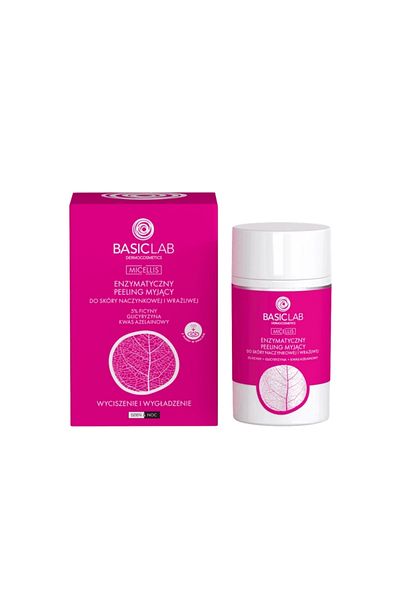BASICLAB BASICLAB Enzymatický čistící peeling pro cévní a citlivou pokožku Zklidnění a vyhlazení, 35 g
