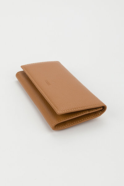 Fossil Kutulu Hakiki Deri Camel Büyük Boy Kadın El Portföyü Kartlık Cüzdan