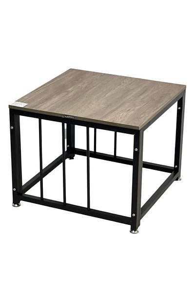 TrentonGCC Modern Minimalist Square Accent Table - Wood Top, Metal Base 60x60x50cm
