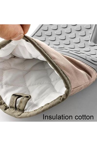 mastergold Silicone Double Oven Mitts with Cotton Liner and Non-Slip Surface for Baking, BBQ And Microwave