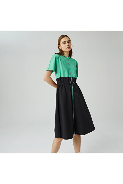 Lacoste Kadın Loose Fit Truvakar Kollu Kapüşonlu Fermuarlı Siyah Elbise