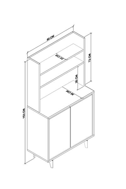 Cool Home Salt Kahve Köşesi , Raflı Çok Amaçlı Dolap Beyaz