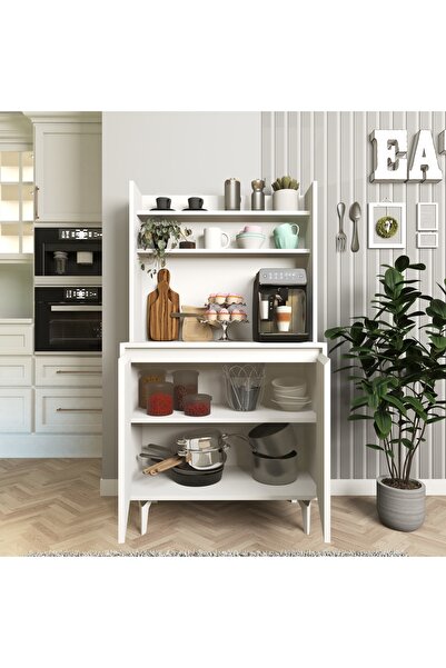 Cool Home Salt Kahve Köşesi , Raflı Çok Amaçlı Dolap Beyaz