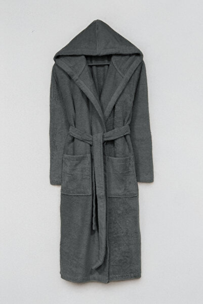 Class Kapüşonlu Bukle Bornoz Unisex Gri Ramage