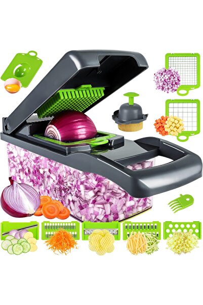 AWH 13-in-1 Multi-Function Vegetable Chopper with 8 Blades and Bowl
