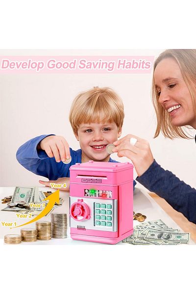 AWH Kids ATM Piggy Bank Toy for Ages 3-12 Cash Coin Can Gift for Boys & Girls, Assorted Color
