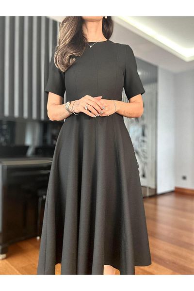 Atelier Derin Rochie neagră cu volan la talie
