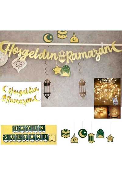Hayaller Dükkanı Ramazan Süsleri 6'lı Tavan Sarkıt Süs, Hoşgeldin Ramazan, Le...