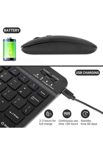 AWH Gabongcui Wireless Keyboard & Mouse Combo, Ultra-Thin 2.4GHz Set iPad, iOS, Android & Windows